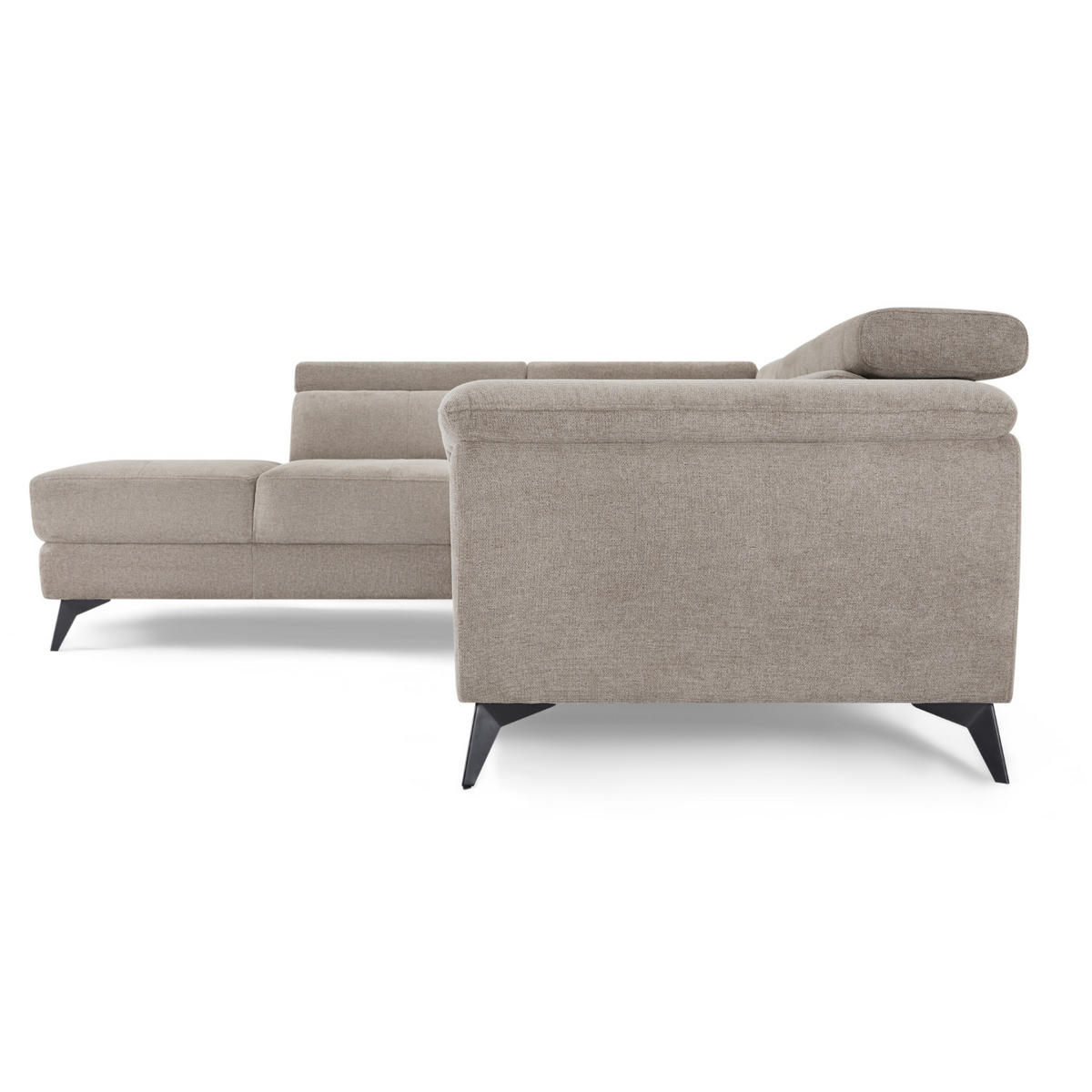 ECKSOFA Webstoff Beige - Beige/Schwarz, Textil/Metall (290/95cm) - Furnhouse