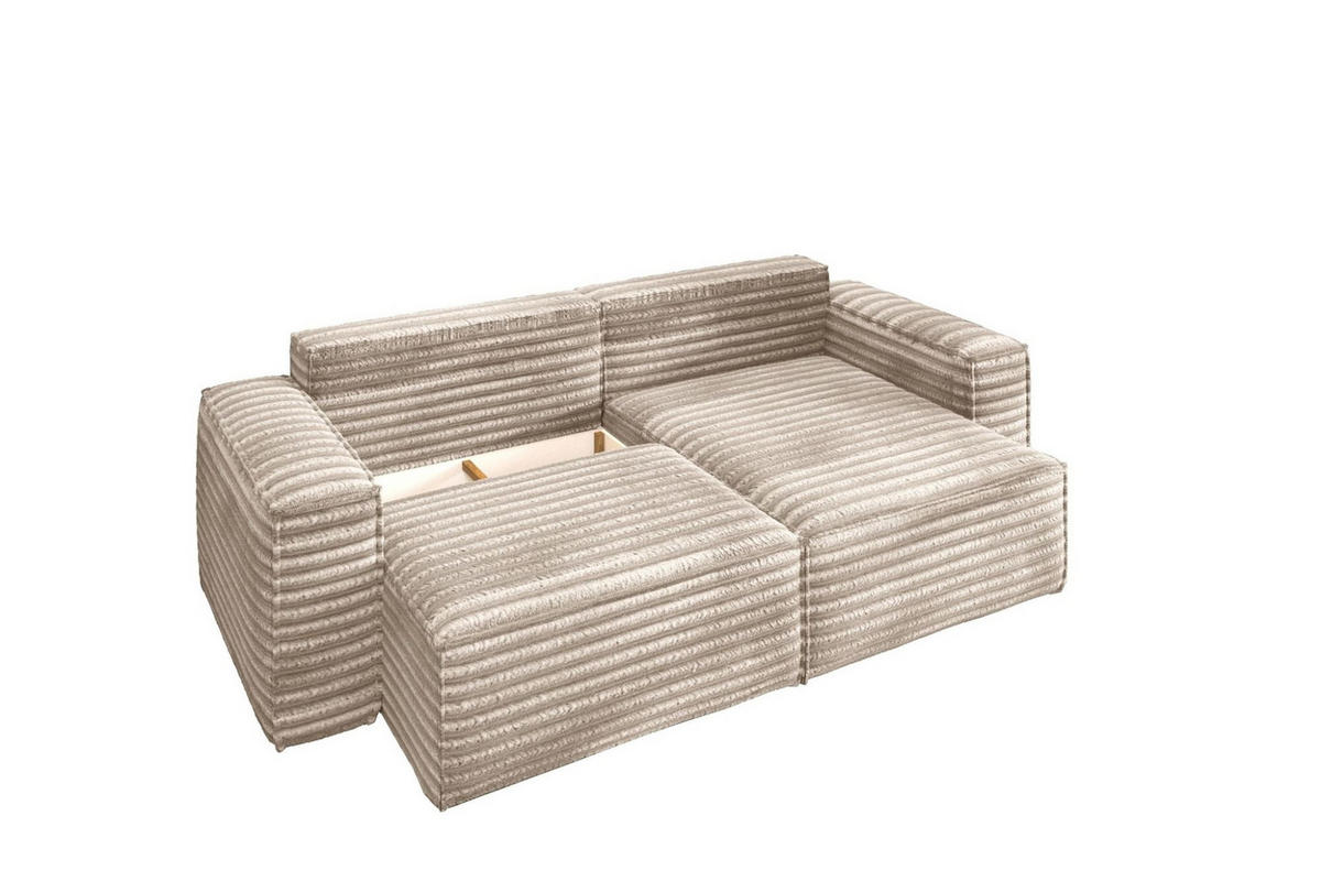 ECKSOFA Schlafsofa Madlen - Beige, Holzwerkstoff/Textil (248/140cm) - Fun Möbel