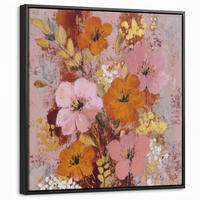 LEINWAND Bilder mit Rahmen - Malerei - Blumen - Rustikal - Rosa - 50x50 - Altrosa, Textil (50/50cm) - MuchoWow