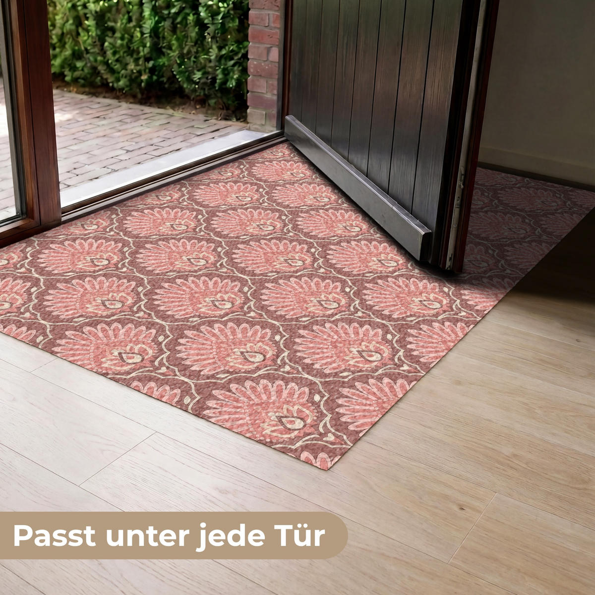 ROHOŽKA Motiv vějíře - vzor - růžová 120x80 cm - starorůžová, textil/umělá hmota (120/0.4cm) - MuchoWow