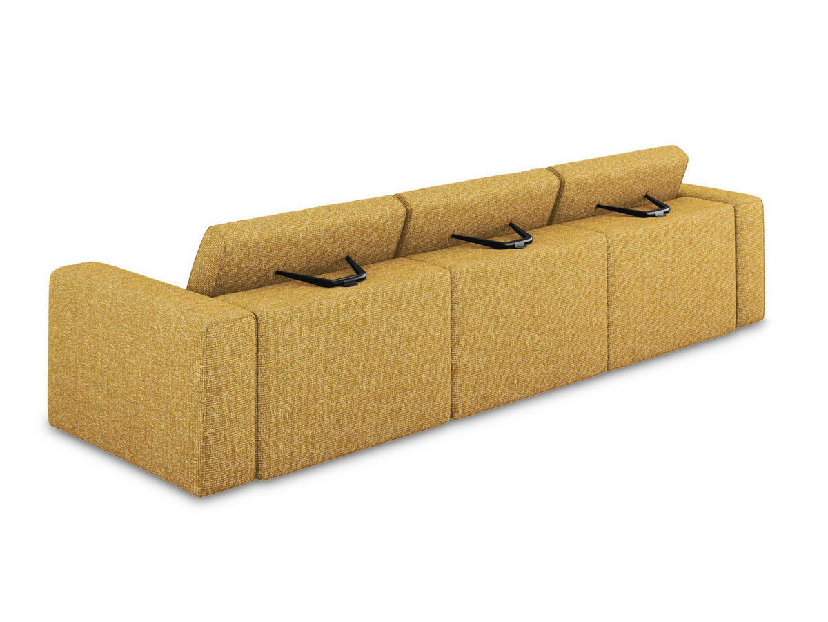 4-SITZER-SOFA Strukturstoff Stoff Gelb - Currygelb/Gelb, Kunststoff/Textil (314/80/103cm) - Makamii