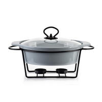 AUFLAUFFORM Modern Kitchen Grau 31/22/12 cm Keramik - Grau, Keramik (22/12/31cm) - Mondex