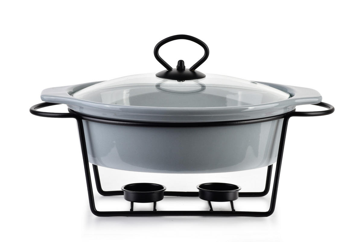 AUFLAUFFORM Modern Kitchen Grau 31/22/12 cm Keramik - Grau, Keramik (22/12/31cm) - Mondex