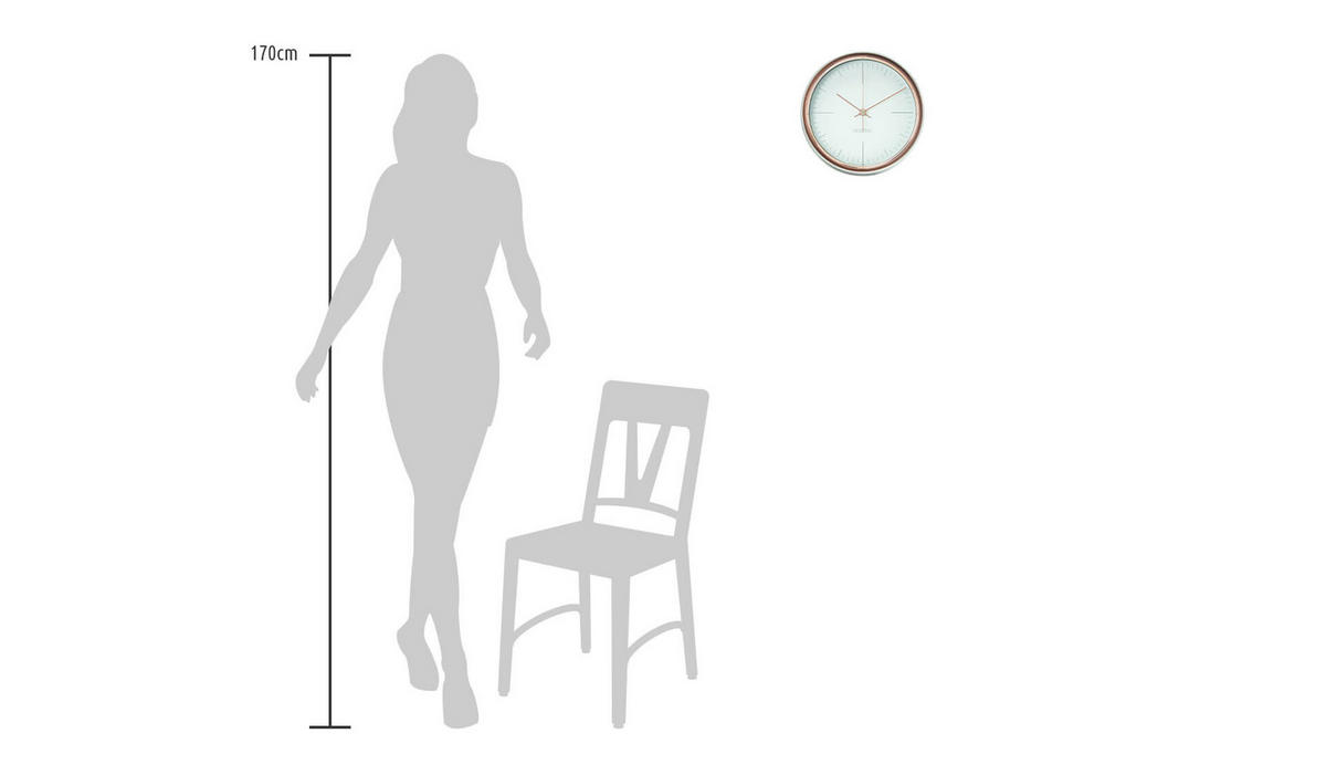 WANDUHR Design Weiß 22/22cm - Weiß, Glas/Holzwerkstoff (0.6/22.4/7cm) - ONZENO