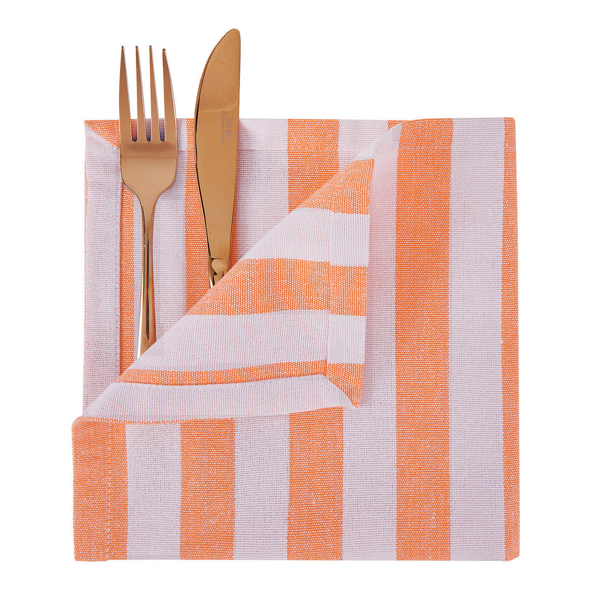 SERVIETTE (4er-Set) Little Italy 42x42 cm - Weiß/Orange, Textil (42/42cm) - Butlers