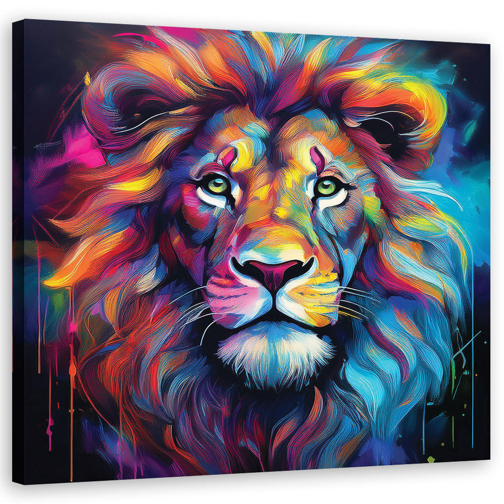 WANDBILD löwe pop art farbig - Multicolor, Textil (50/50cm) - Feeby