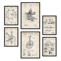 POSTER Set Mit 6 Plakaten Mit Fahrrad Patenten Im Vintage Stil A3 & A4 Schwarzer Rahmen - Schwarz, Papier (29/3cm) - Nacnic