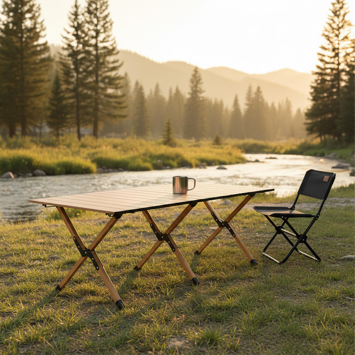 SKLADACÍ stôl - svetlohnedá, kov/plast (60/120/44cm) - Relaxdays