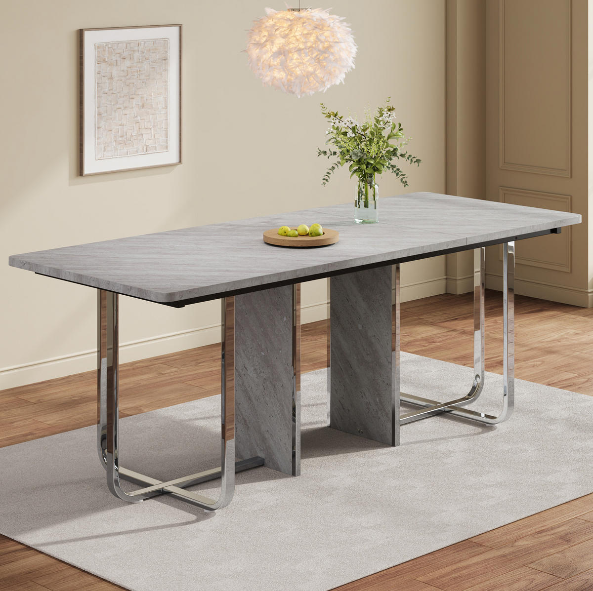 ESSTISCH 180/80/75 cm grau mit stabilen Metallbeinen - Grau, Holzwerkstoff (180/80/75cm) - OKWISH