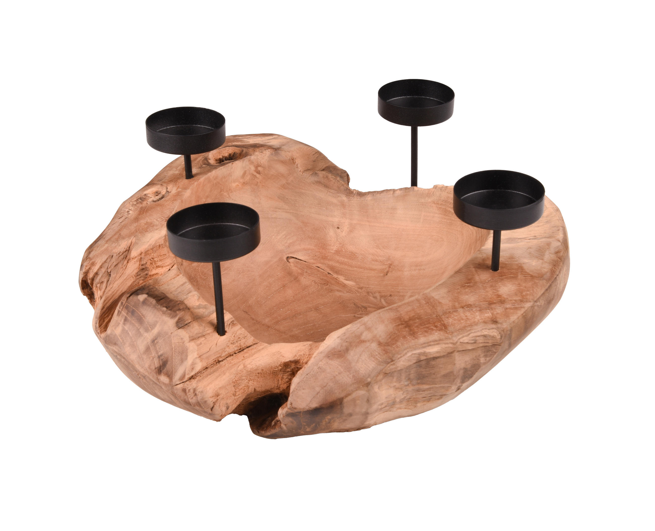 KERZENHALTER Leo Teak Natur 15x31x31cm - Hellbraun, Holz (31/15/31cm) - DELUKE