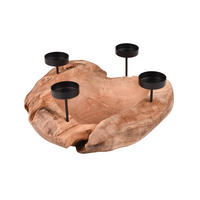 KERZENHALTER Leo Teak Natur 15x31x31cm - Hellbraun, Holz (31/15/31cm) - DELUKE