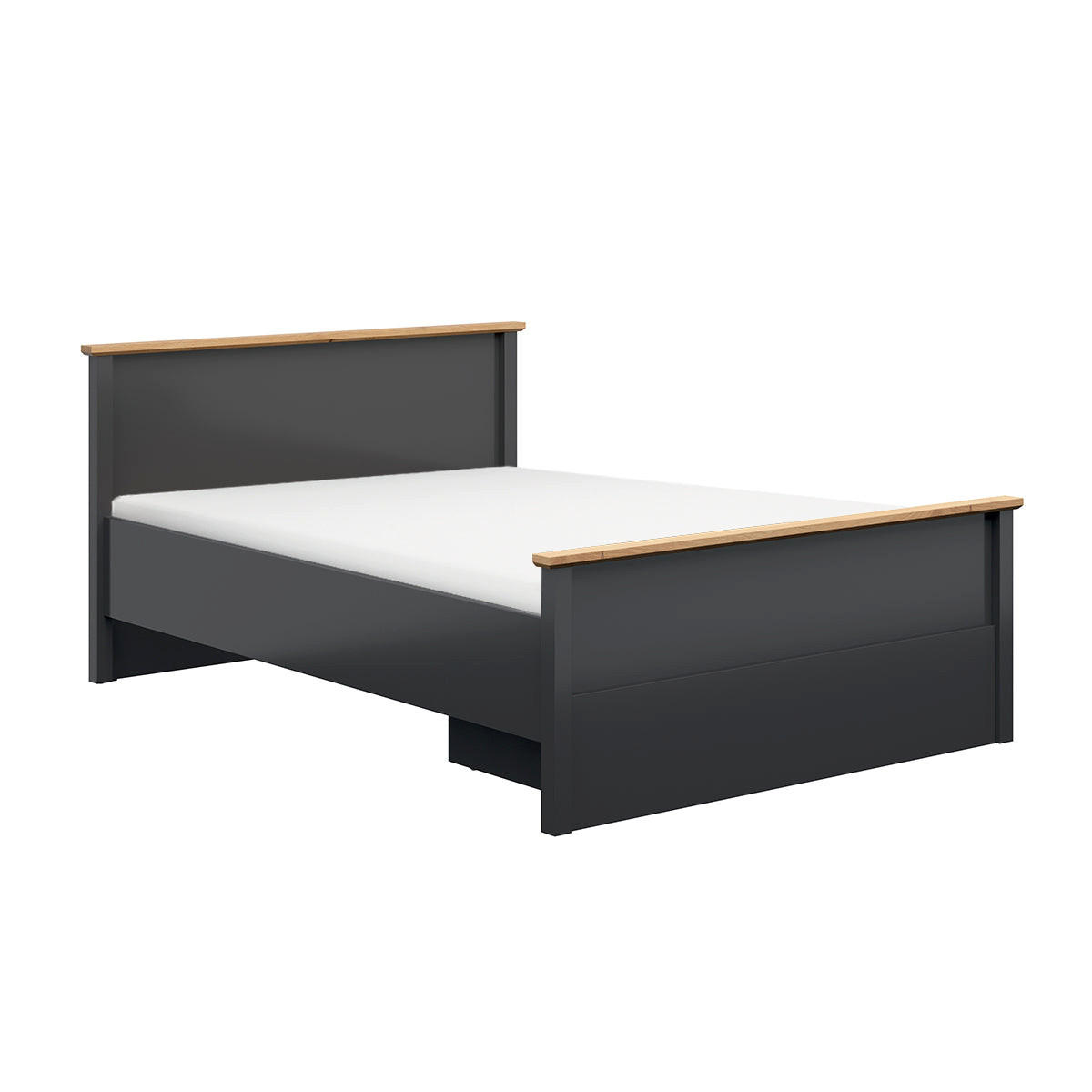 BETT 140/200 Duck Anthrazitgrau und Holz in Eichenoptik - Grau, Holzwerkstoff (140/200cm) - Petits-meubles