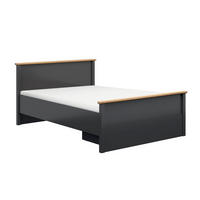 BETT 140/200 Duck Anthrazitgrau und Holz in Eichenoptik - Grau, Holzwerkstoff (140/200cm) - Petits-meubles