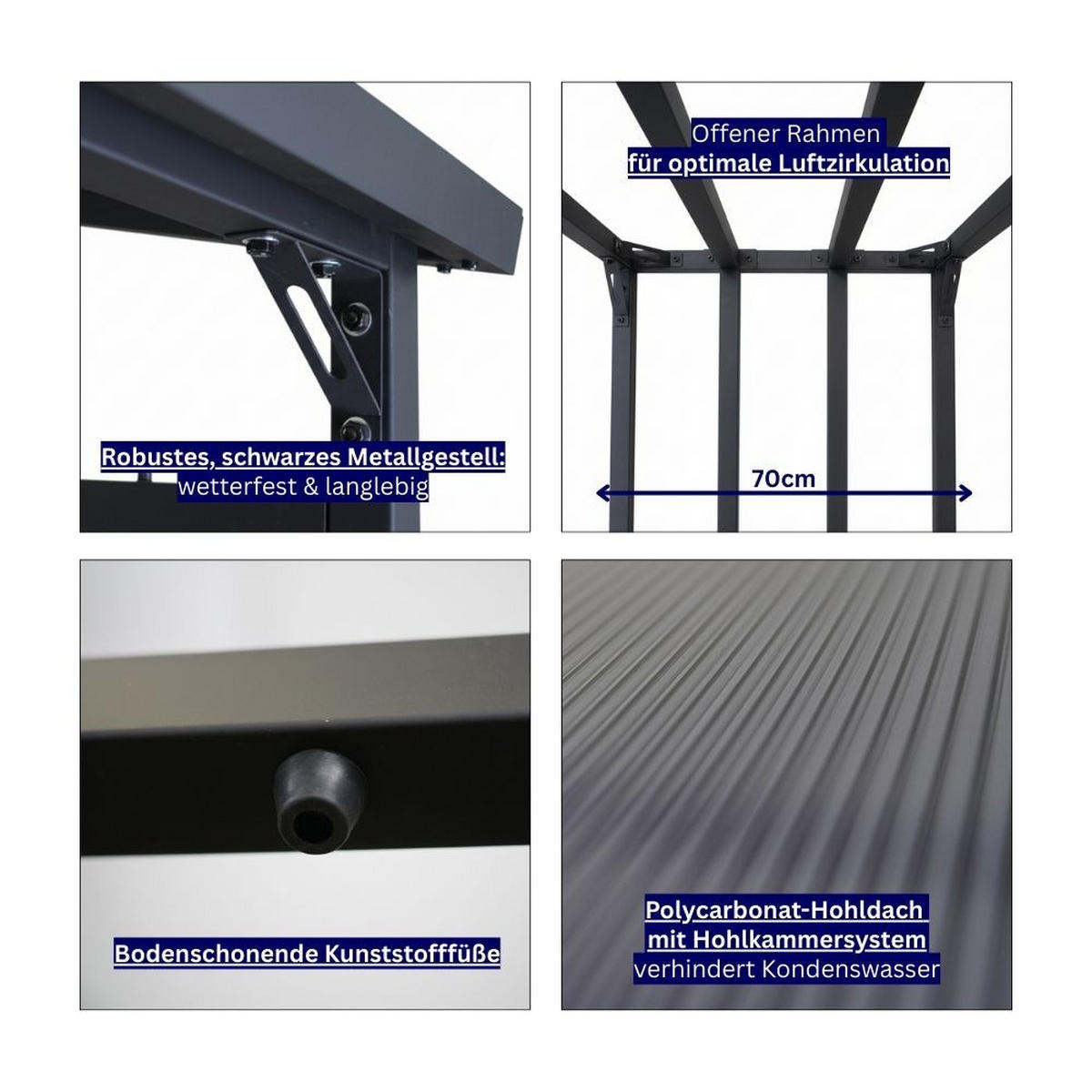 KAMINHOLZREGAL Dragon außen mit Dach Abdeckung 185x185x70cm Schwarz - Schwarz, Metall (185/185/70cm) - PROREGAL