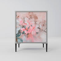 SIDEBOARD CHERRY BLOSSOM, Grau, 57,5x42x72,5 cm, Schwarze Metallfüße - Multicolor/Schwarz, Holzwerkstoff/Metall (57.5/72.5/42cm) - SpaceRebels
