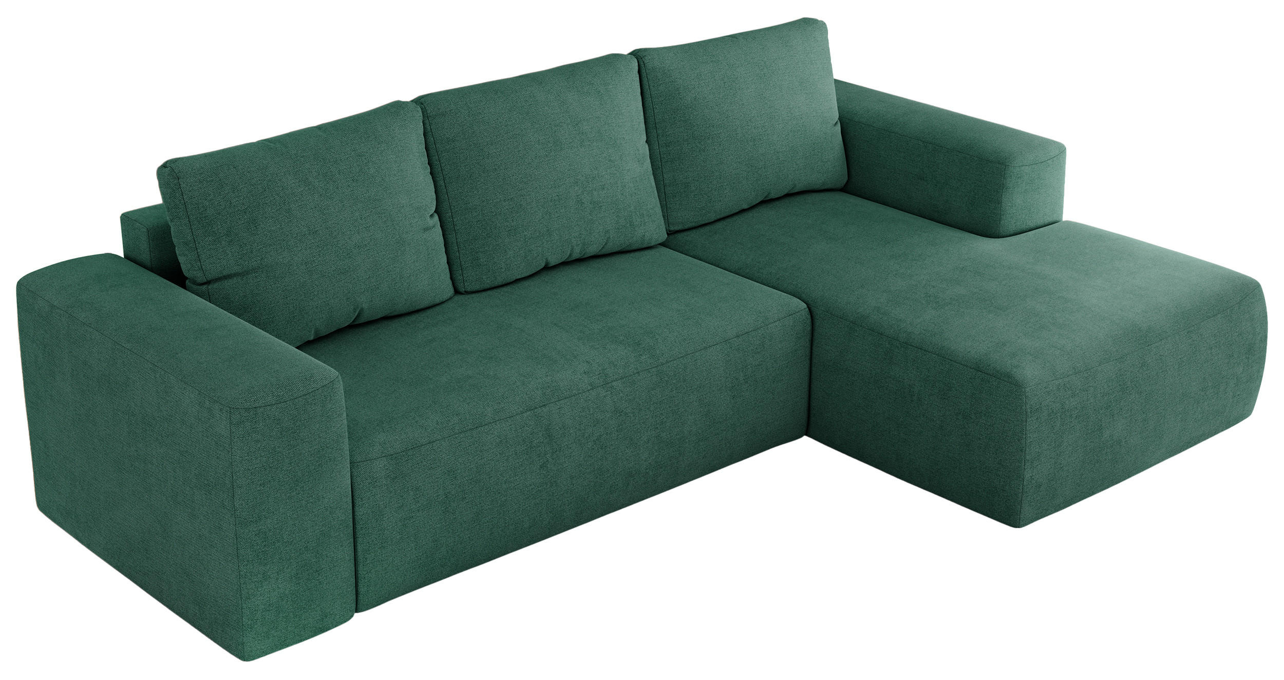 ECKSOFA TRENTINO L Grün Stukture - Rechts - Schwarz/Grün, Textil (164/266cm) - MKS