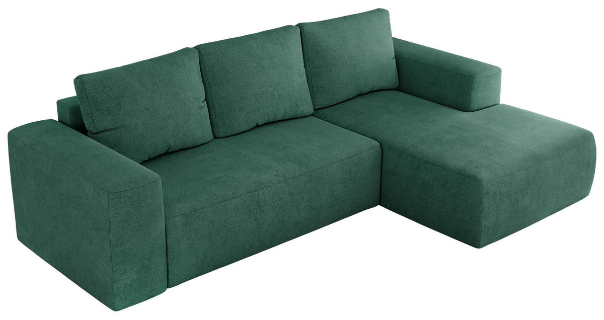 ECKSOFA TRENTINO L Grün Stukture - Rechts - Schwarz/Grün, Textil (164/266cm) - MKS
