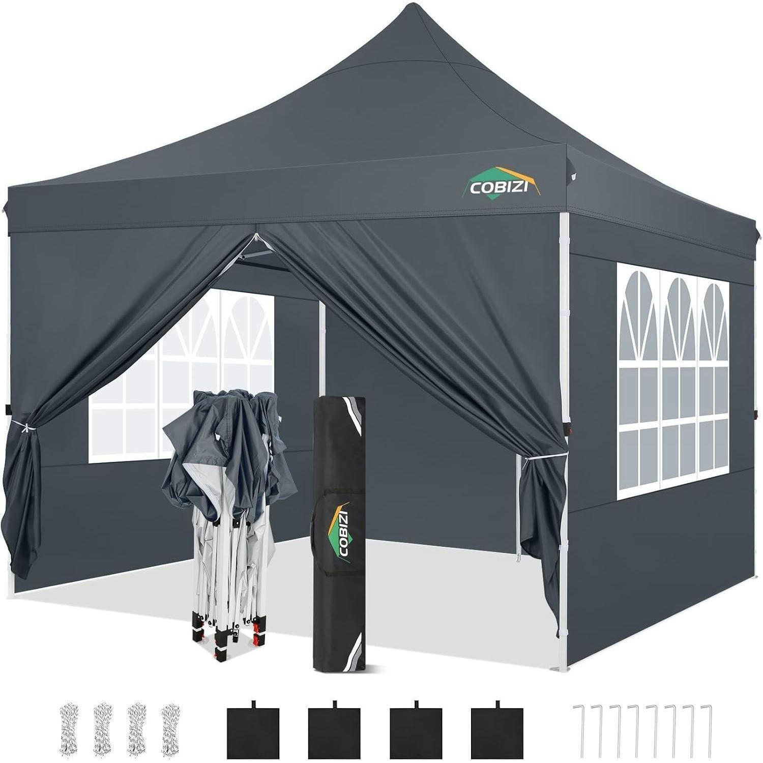 FALTPAVILLON 3x3 m Grau mit 4 Seitenteilen Set - Grau, Textil (300/300/300cm)