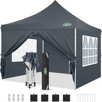 FALTPAVILLON 3x3 m Grau mit 4 Seitenteilen Set - Grau, Textil (300/300/300cm)