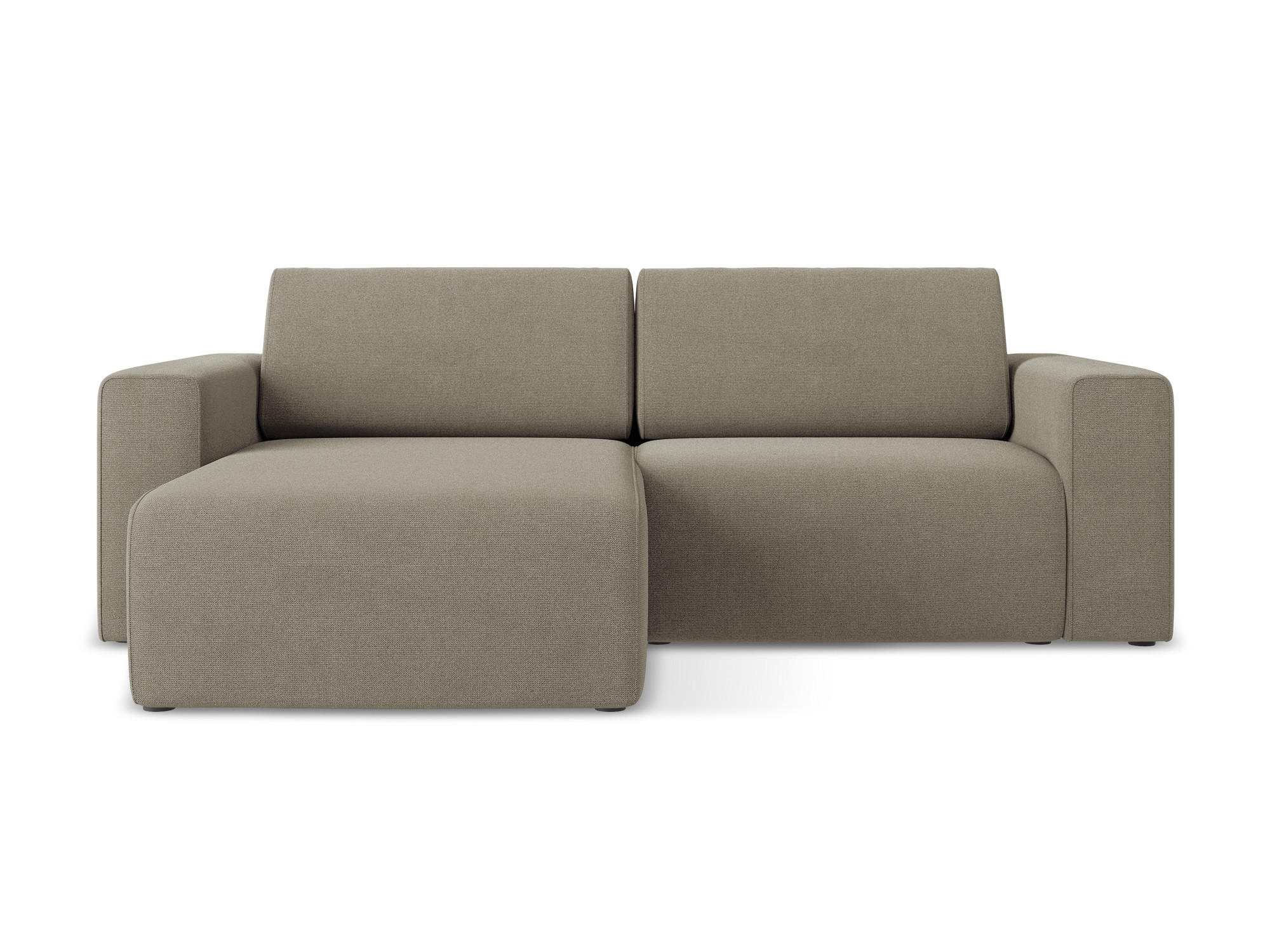 ECKSOFA Links Strukturstoff Stoff Beige - Beige/Schwarz, Kunststoff/Textil (167/224cm) - Makamii