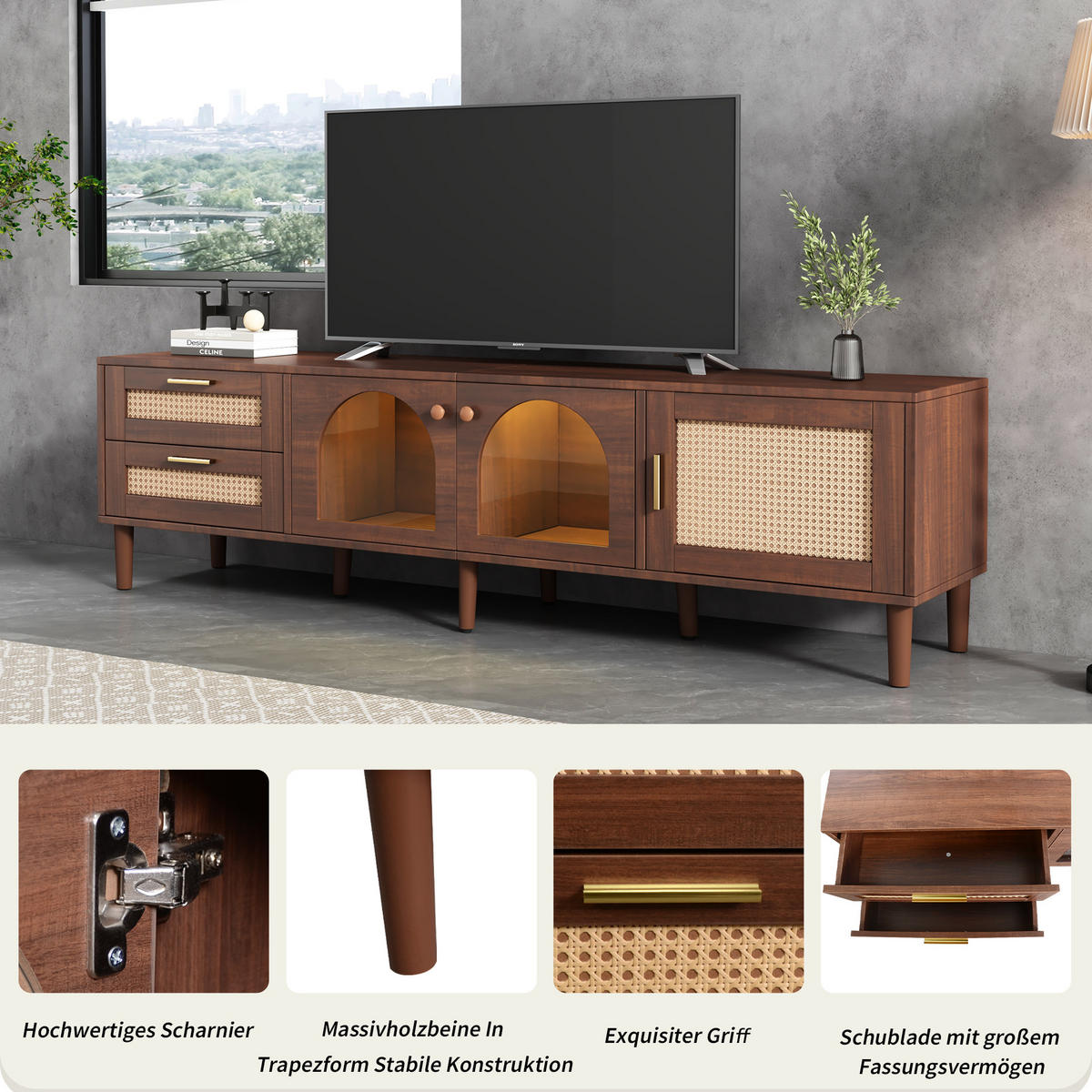 TV-MÖBEL Braun 180/40/50 cm - Braun, Holzwerkstoff (40/50/180cm) - Urban Meuble