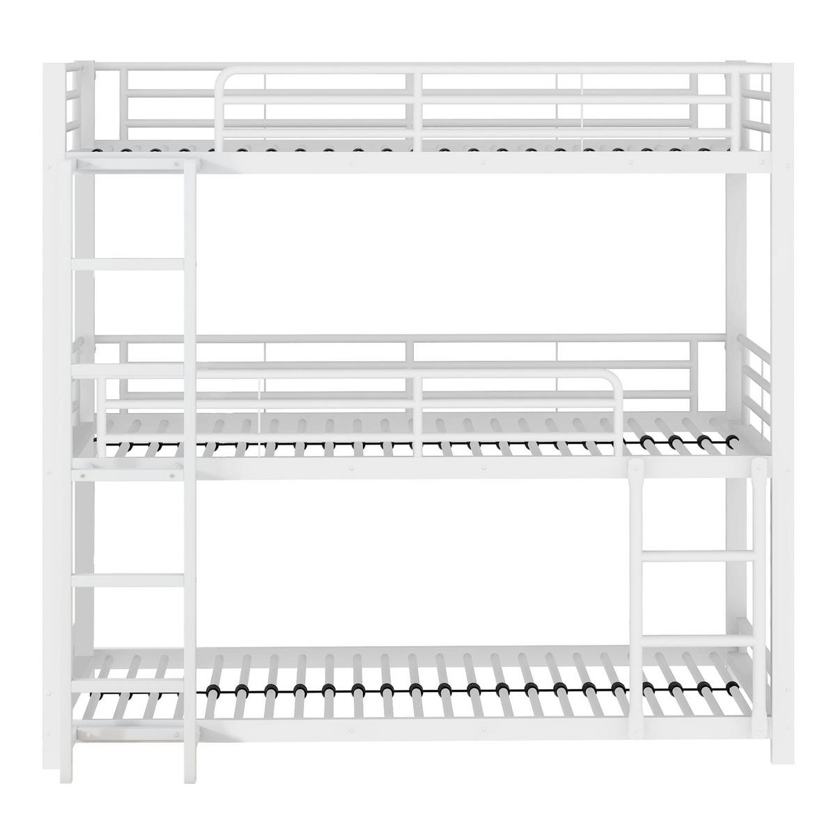 ETAGENBETT 90/200 cm weiß aus Metall Dreifachbett - Weiß, Metall (90/200cm) - OKWISH