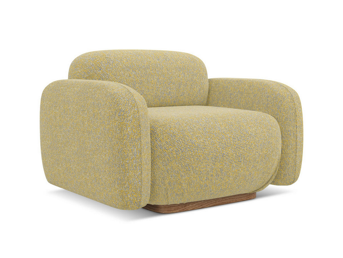 SESSEL Strukturstoff Stoff Gelb - Currygelb/Gelb, Holz/Textil (110/73/95cm) - Makamii