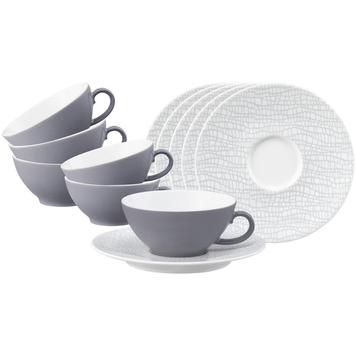TEETASSEN MIT UNTERTASSEN Life Fashion Elegant Grey 140 ml 6er Set - Grau, Keramik (13.6/5.9/13.6cm) - Seltmann Weiden