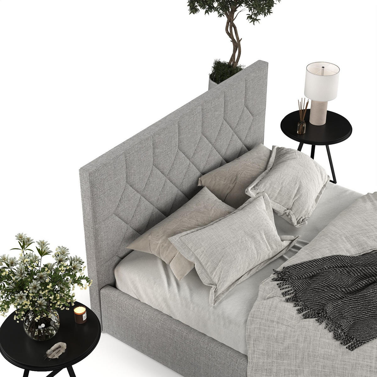 POLSTERBETT Brisa 140/200 cm Hellgrau im Inari Stoff - Hellgrau/Schwarz, Holz/Holzwerkstoff (140/200cm) - AltaBeds