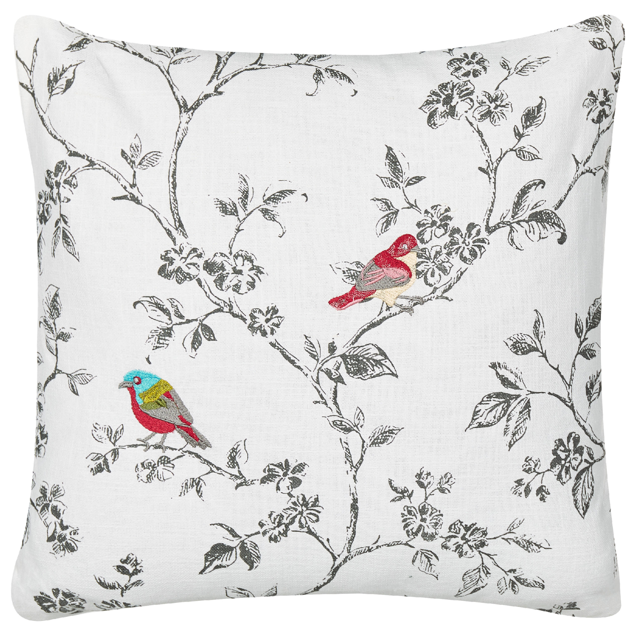 DEKOKISSEN Weiß 45/45 cm Dillenia - Multicolor/Weiß, Textil (45/45/6cm) - Beliani