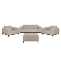 LOUNGE SET 5-Sitzer beige/schwarzes Gestell Rovigo - Beige/Schwarz, Textil - Beliani