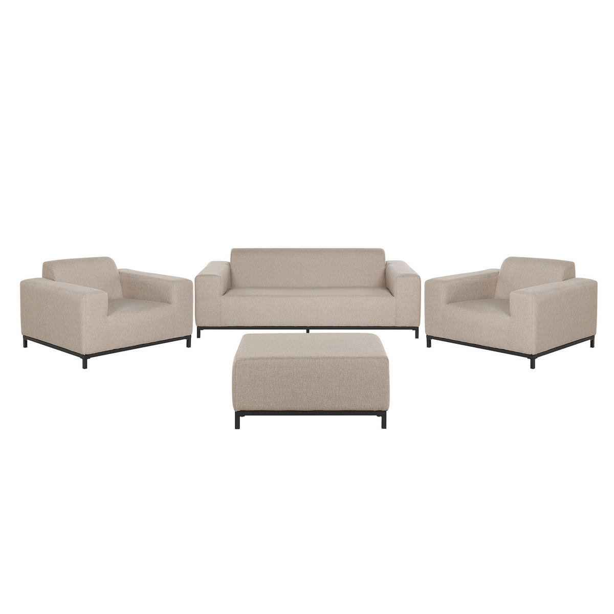 LOUNGE SET 5-Sitzer beige/schwarzes Gestell Rovigo - Beige/Schwarz, Textil - Beliani