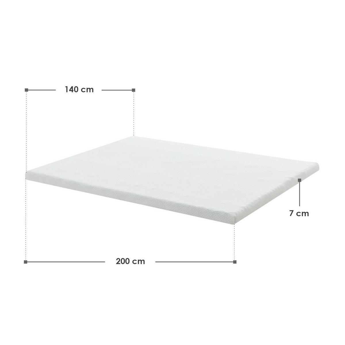 TOPPER 140x200 cm 7-Zonen Matratzenschoner aus Memory Foam - Weiß, Textil (140/200cm) - Juskys