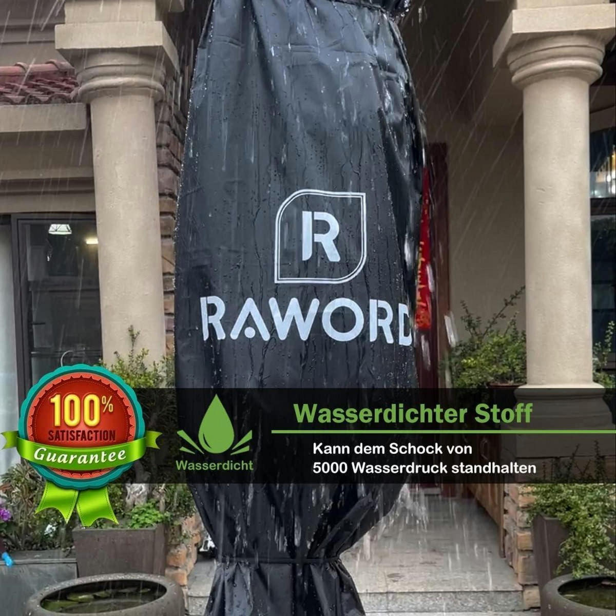 AMPELSCHIRM Schutzhülle mit Stab 265 cm wasserdicht UV-beständig - Weiß, Kunststoff (70/265/70cm)