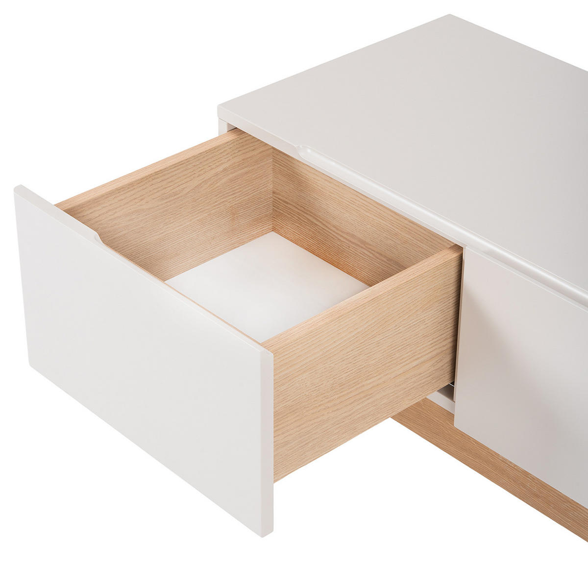 TV-LOWBOARD - Muschelweiß / Eiche Hell - Eichefarben/Weiß, Holz/Holzwerkstoff (188/55/45cm) - home24