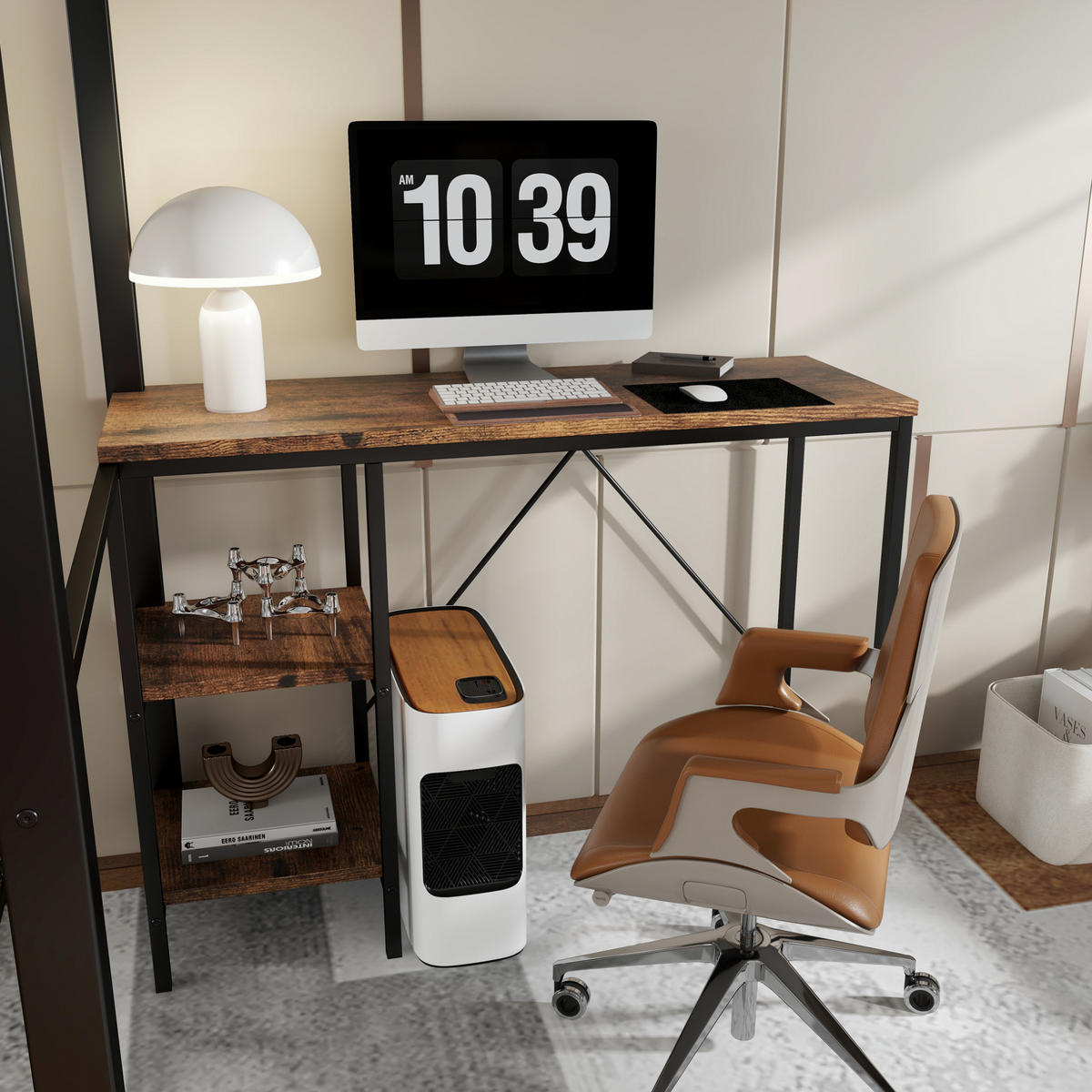 HOCHBETT 120/200 cm aus Metall und MDF mit Schreibtisch und offenem Kleiderschrank Schwarz - Schwarz, Holzwerkstoff (120/200cm) - Modenvie