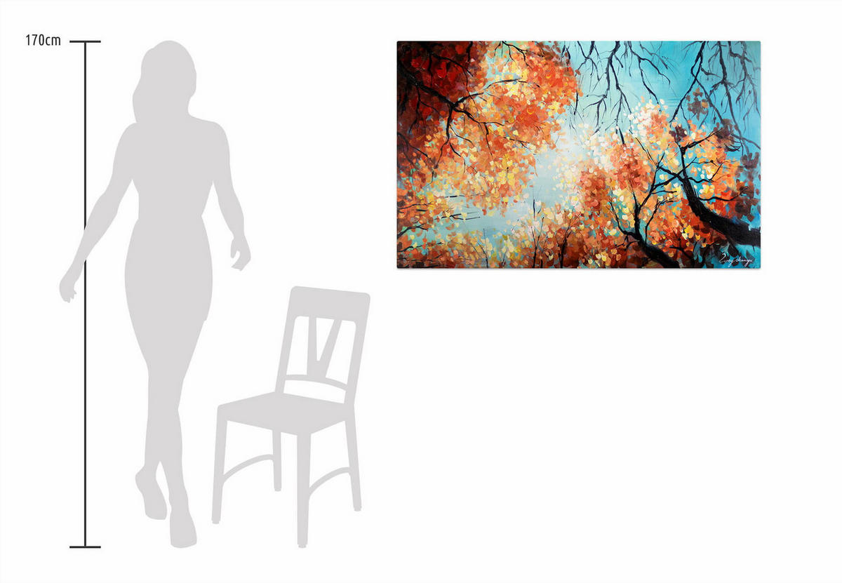 ÖLGEMÄLDE 120/75 cm - Blau/Orange, Holz/Textil (2.1/75cm) - KUNSTLOFT