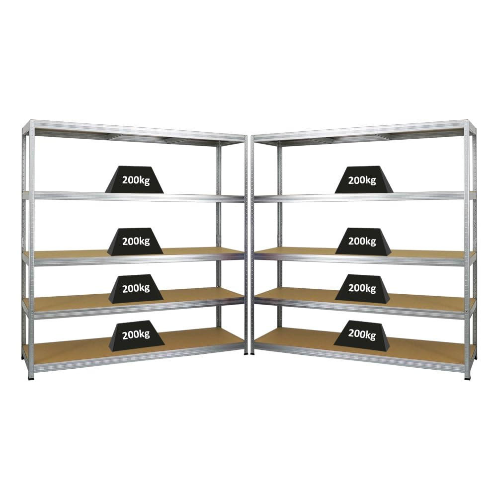 SCHWERLASTREGAL Giant Elephant 2er-Set mit 2x 180x180x45 cm Fachlast 200 kg Verzinkt - Silberfarben, Metall (360/180/45cm) - PROREGAL