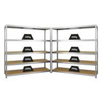 SCHWERLASTREGAL Giant Elephant 2er-Set mit 2x 180x180x45 cm Fachlast 200 kg Verzinkt - Silberfarben, Metall (360/180/45cm) - PROREGAL