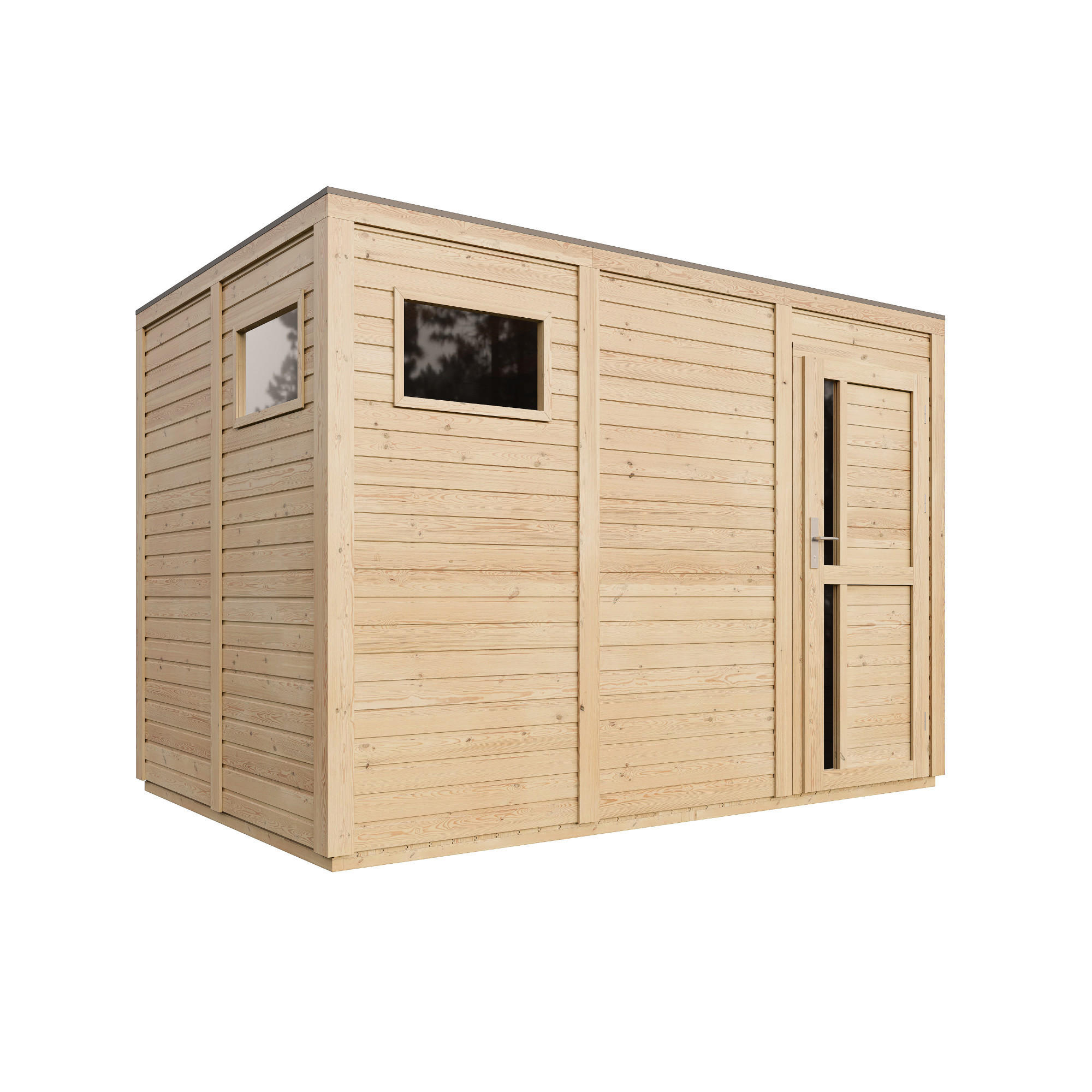 GARTENHAUS Holz 6,18 m² M326F1+M326G - Naturfarben, Holz (306/216/202cm) - Timbela