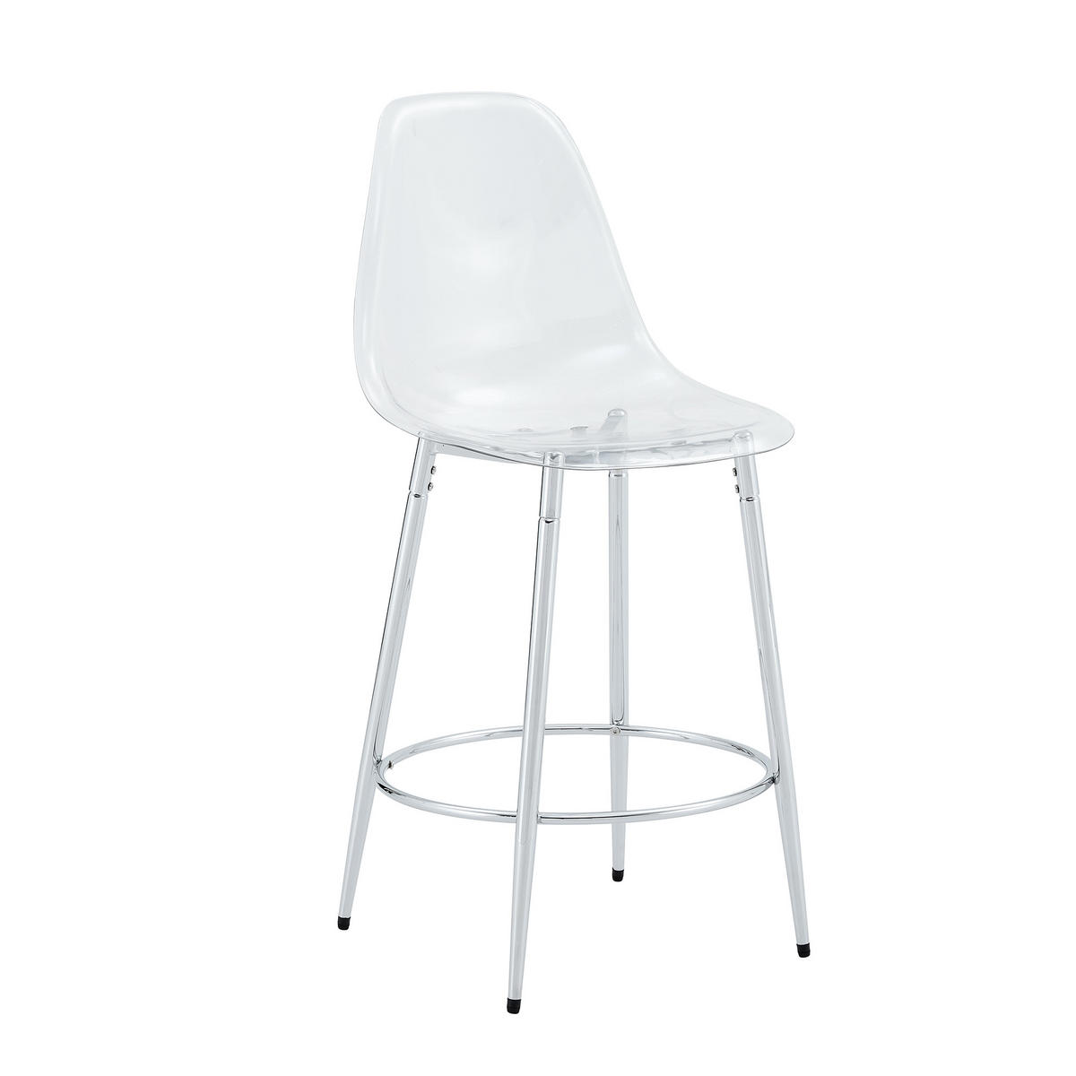 BARTISCH-SET DE-39404 3-teilig, Glastisch und 2 Hocker Silber - Silberfarben, Metall (89/92/89cm) - ComfortXL