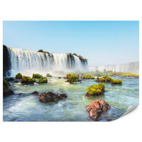 FOTOTAPETE für Schlafzimmer Wasserfall Felsen Natur Landschaft 200x140 - Beige/Orange, Papier (200/140cm) - Muralo