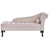 CHAISELONGUE Samtstoff hellbeige mit Bettkasten rechtsseitig Pessac - Beige/Schwarz, Textil (145/71/62cm) - Beliani