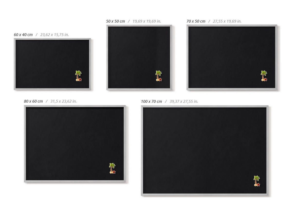 MAGNETTAFEL 100x70 cm Weißer Rahmen Farbe Schwarz - Wildeiche, Metall (100/70/0.4cm) - TULUP