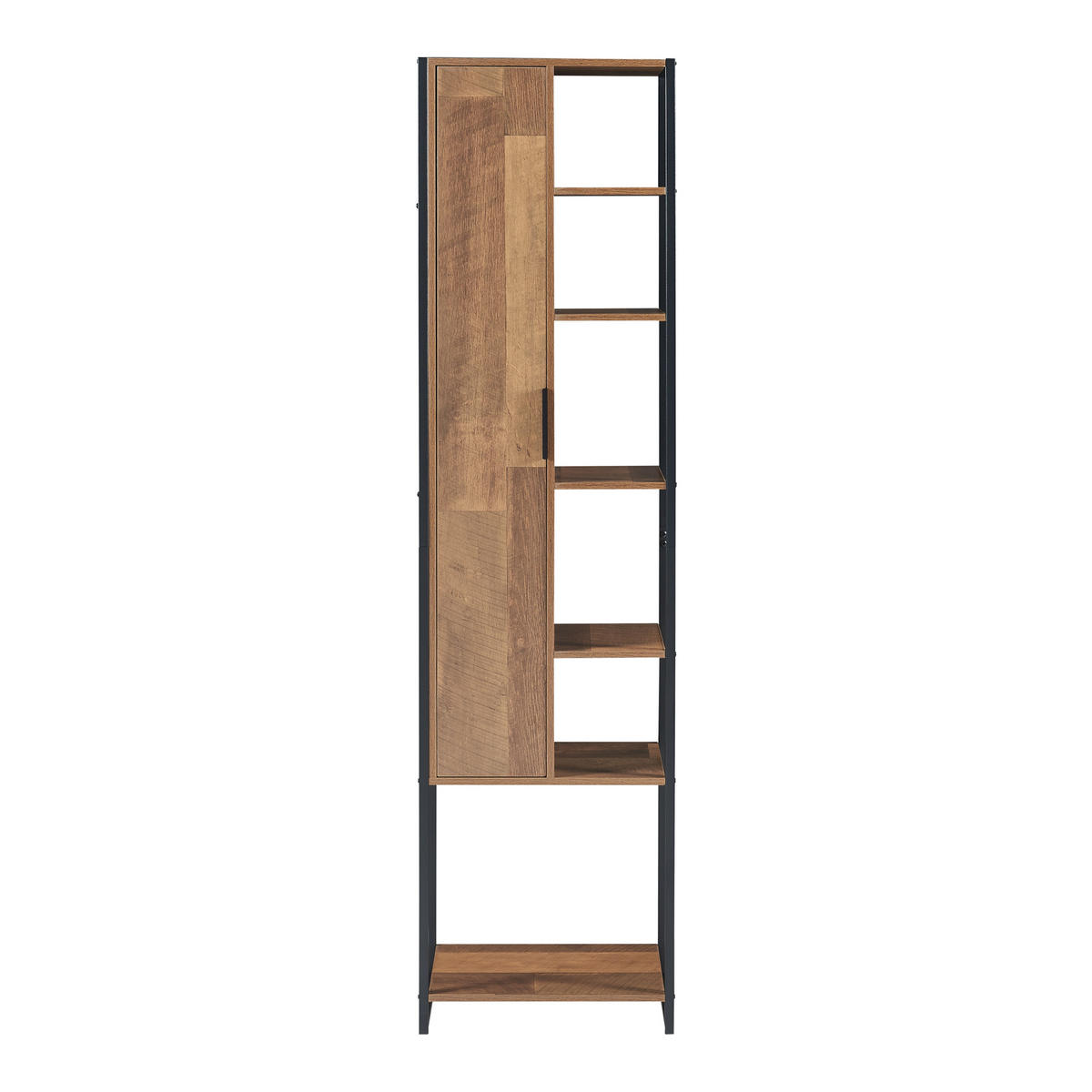 HOCHSCHRANK Namsskogan - Walnussfarben/Schwarz, Holzwerkstoff/Metall (42.5/165/30cm) - [en.casa]