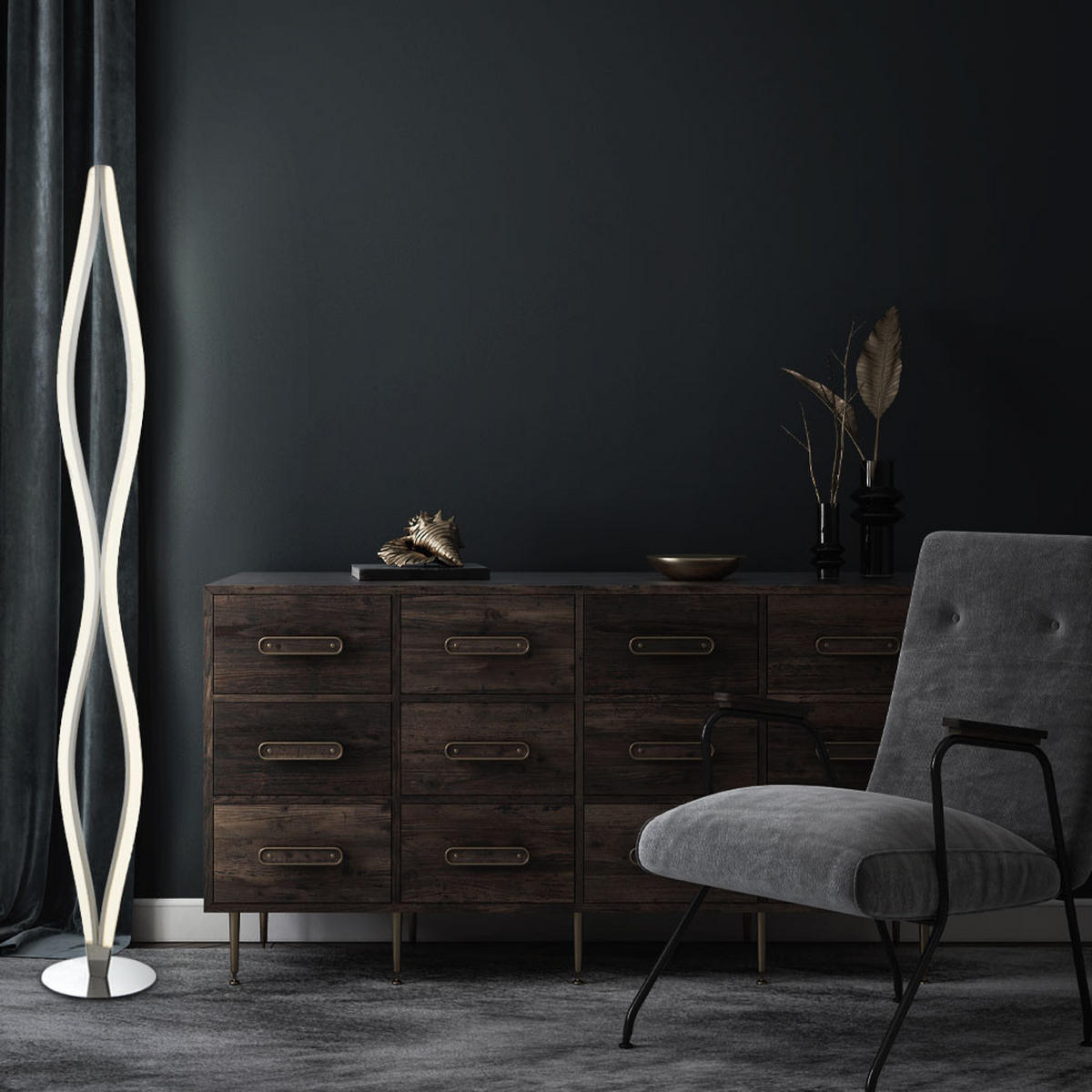 LED STEHLEUCHTE Noreen Aluminium Silber - Silberfarben, Metall (22/22/146.5cm) - Esto