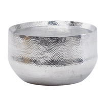 COUCHTISCH Orientalisch mit Hammerschlag-Struktur aus Aluminium und hohler Bauweise, Silber 60x60x35 cm - Silberfarben, Metall (60/60/35cm) - KADIMA DESIGN