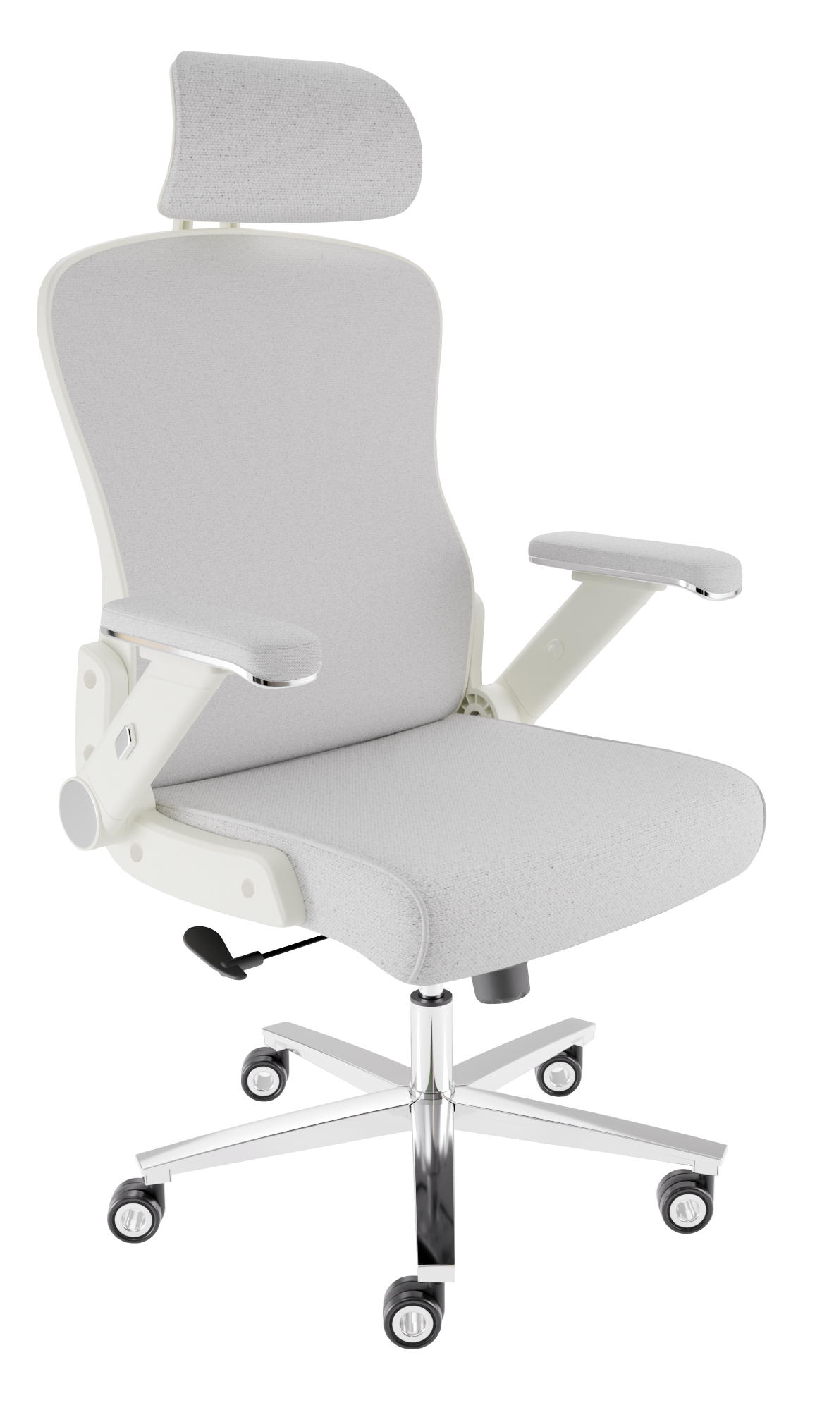 BÜROSTUHL PowerSeat Creme-Weiß - Beige/Silberfarben, Kunststoff/Textil (74/135/74cm) - Clouvou
