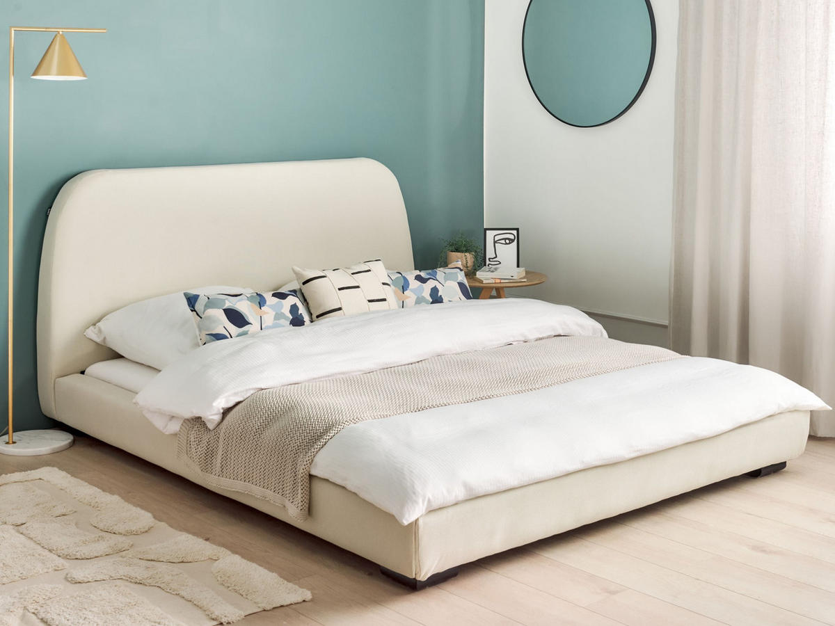 VATTENSÄNG 160x200 cm beige Roisel - Cremefärgad, Textil (160/200cm) - Beliani