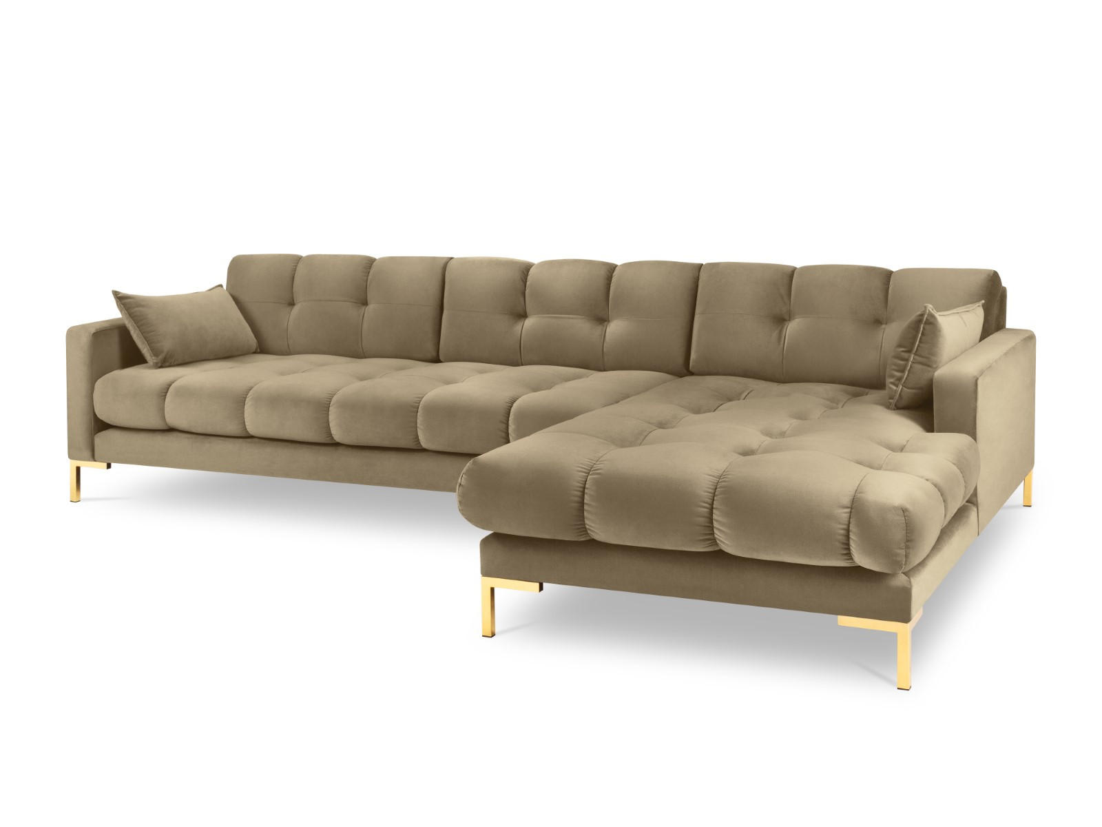 ECKSOFA rechts Mamaia aus Samt beige 5 Sitzplätze - Beige, Textil (185/293cm) - Micadoni